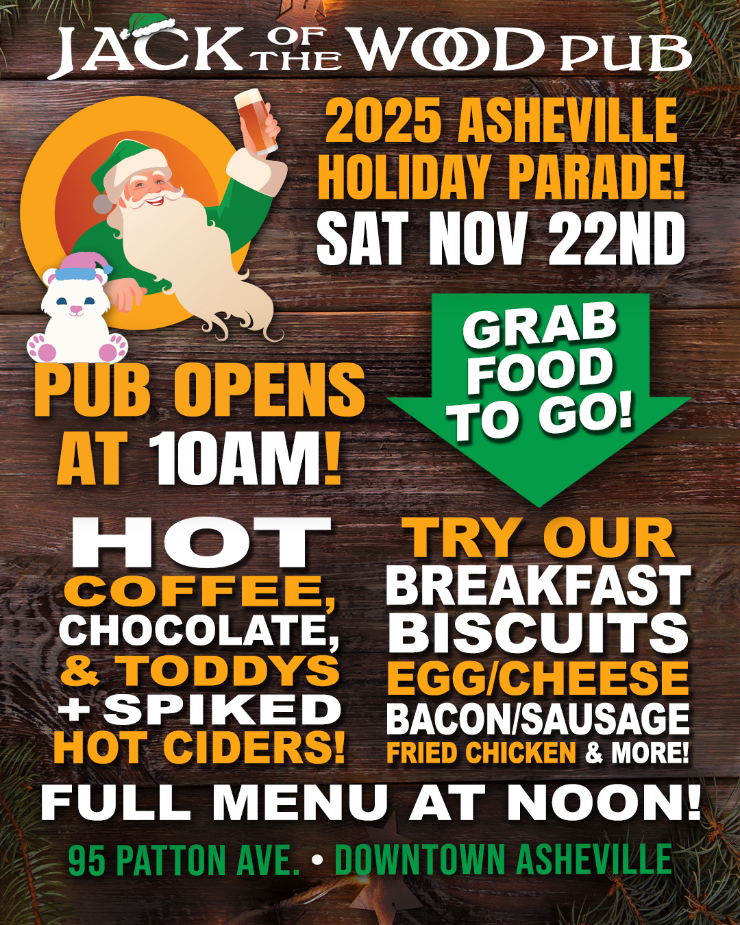OPEN EARLY AT 10AM FOR THE ASHEVILLE HOLIDAY PARADE!