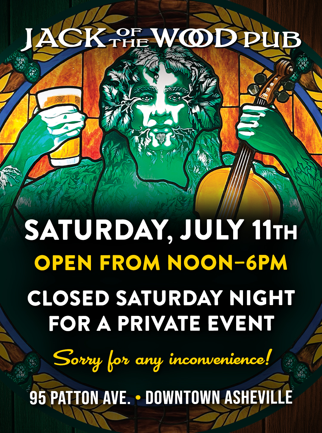 Closing at 6pm for a Private Event