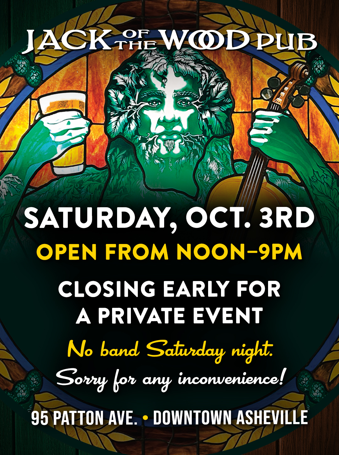 Closing at 9pm for a Private Event